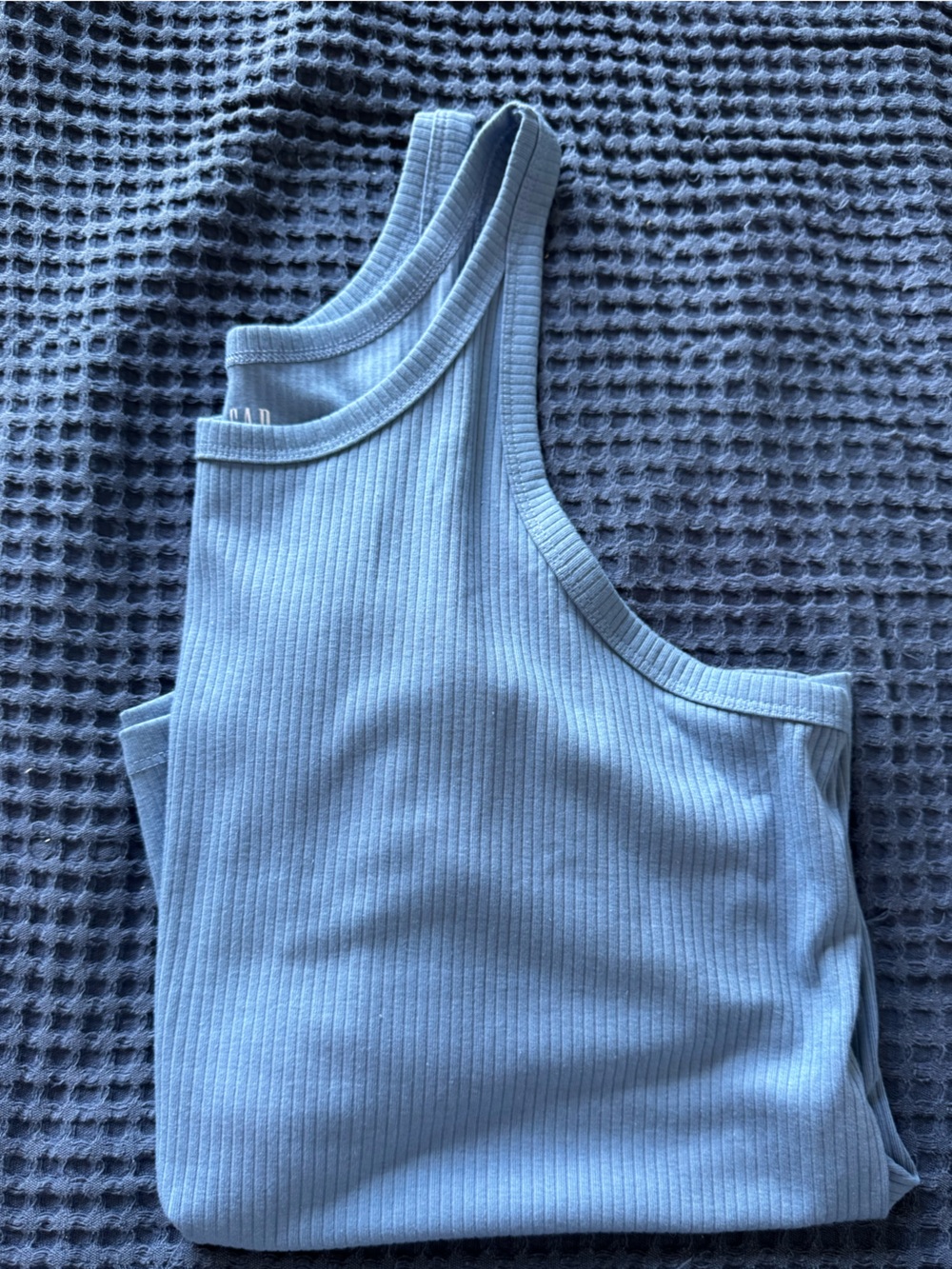 GAP Light Blue Ribbed Tank Top - Picture 2 of 3